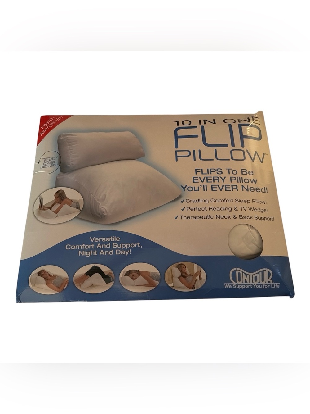 10-in-1 Flip Pillow — White Multi-Function Support Pillow